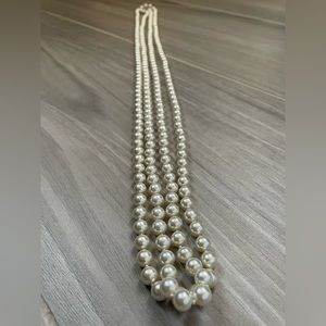 45” faux pearl beaded necklace